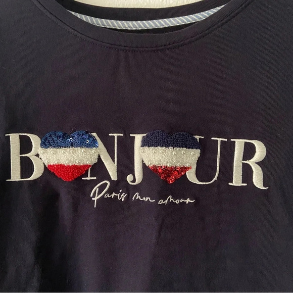 Quiet Luxury NEW Organic Cotton Sweater Bonjour Small Normcore French Girl Style - Picture 6 of 16